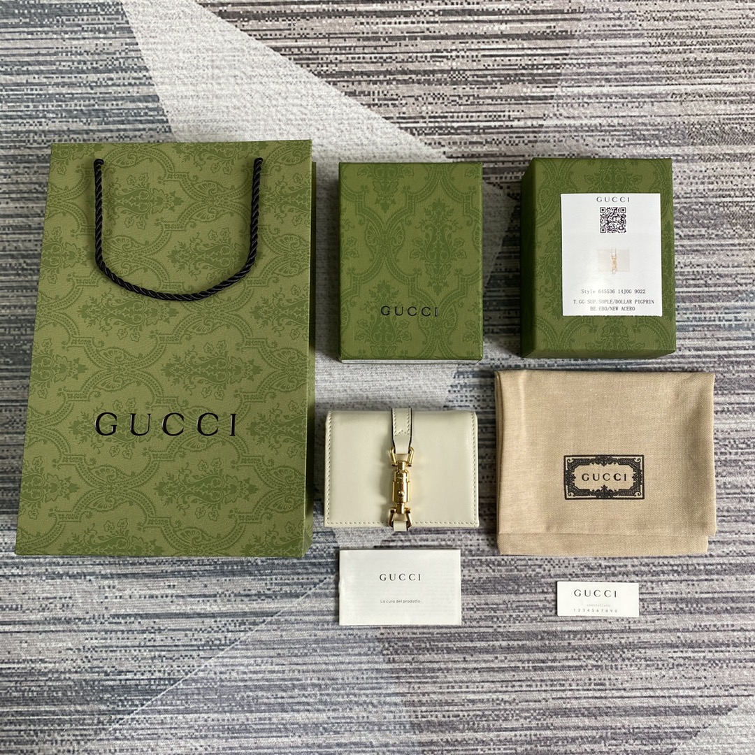 Gucci Jackie 1961 Card Case Wallet 645536 White